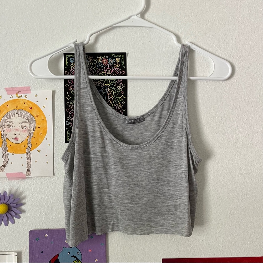 Y2k Zara grey casual cropped tank top